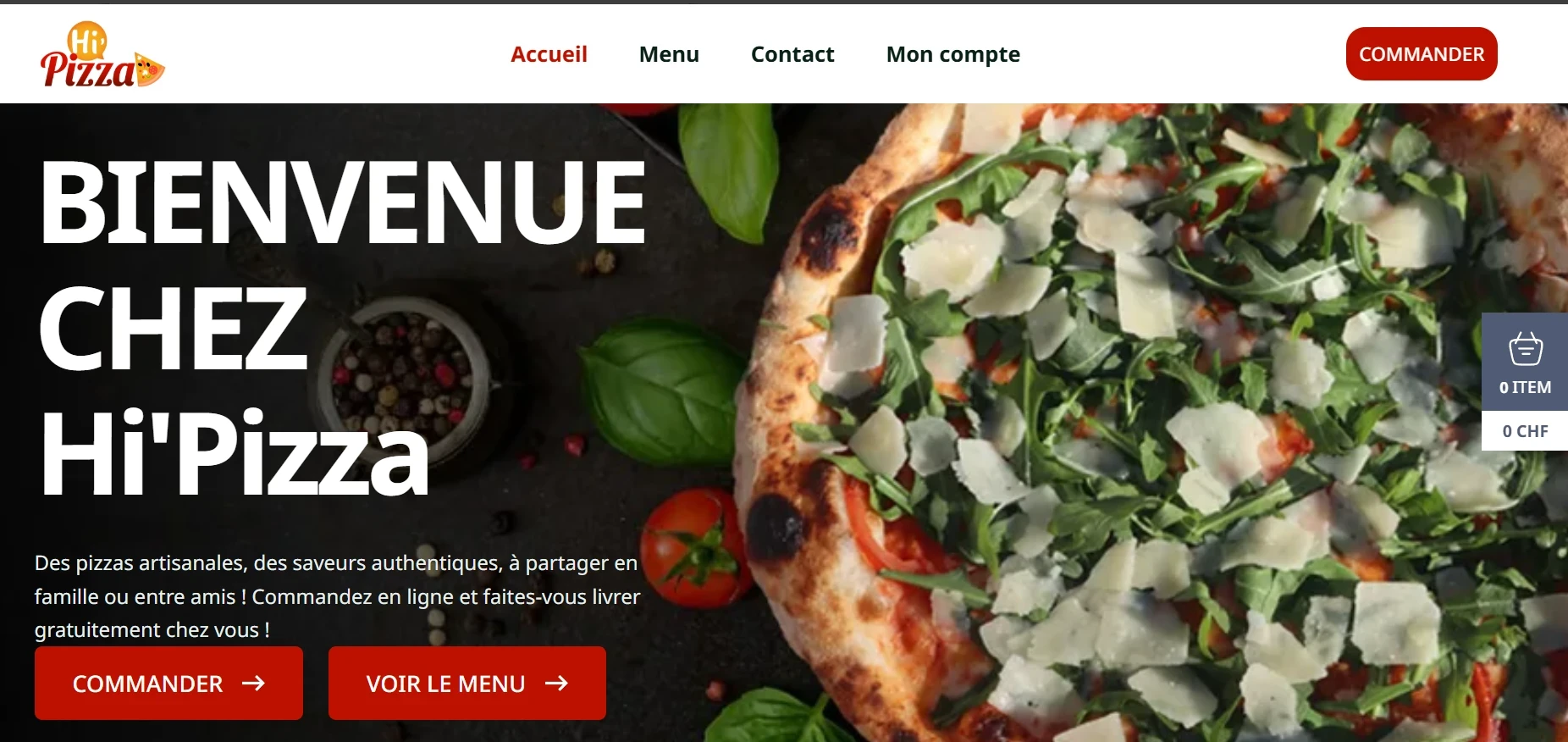 Capture du projet Hi'Pizza